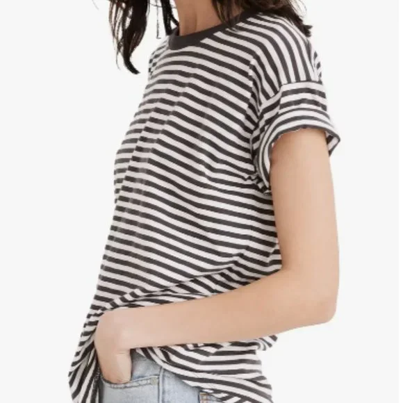 Madewell Damien Stripe Whisper Cotton Rib Crewneck T-Shirt - Picture 4 of 4